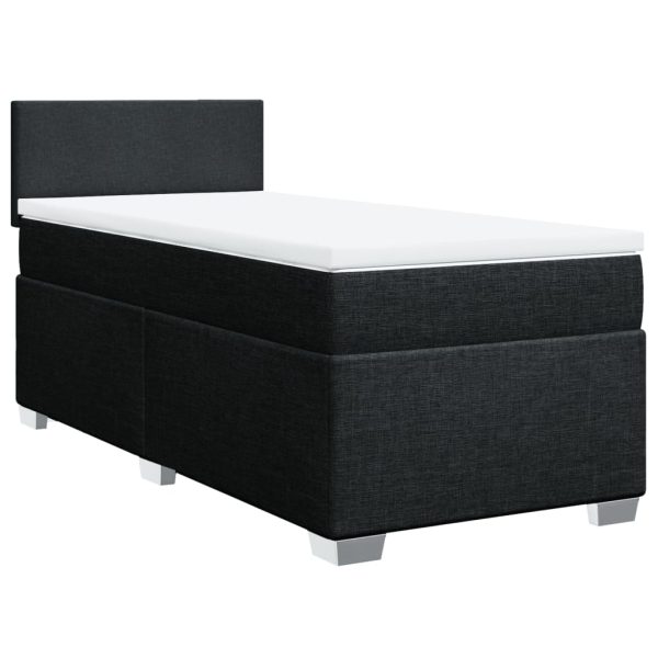 Pat box spring cu saltea, negru, 90×200 cm, textil