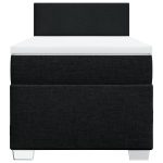Pat box spring cu saltea, negru, 90×200 cm, textil