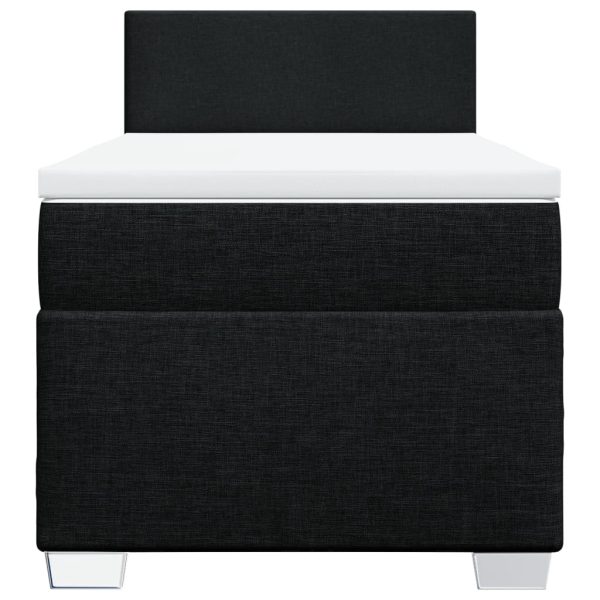 Pat box spring cu saltea, negru, 90×200 cm, textil