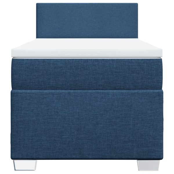 Pat box spring cu saltea, albastru, 100×200 cm, textil