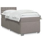 Pat box spring cu saltea, gri taupe, 100×200 cm, textil