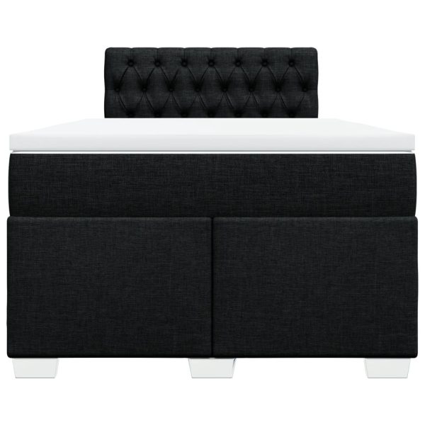 Pat box spring cu saltea, negru, 120×190 cm, catifea