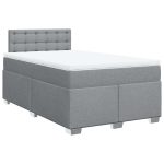 Pat box spring cu saltea, gri deschis, 120×190 cm, textil
