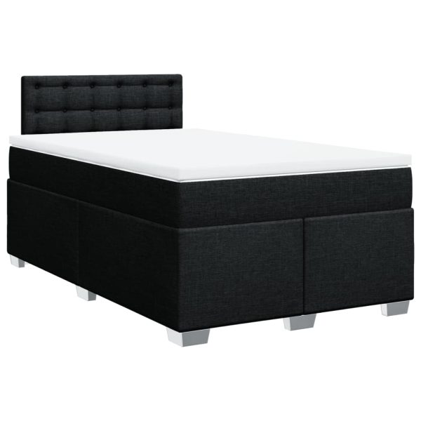 Pat box spring cu saltea, negru, 120×190 cm, catifea