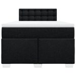 Pat box spring cu saltea, negru, 120×190 cm, catifea