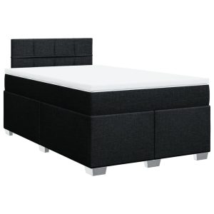 Pat box spring cu saltea, negru, 120×200 cm, textil