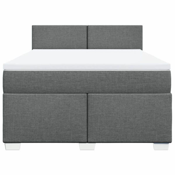 Pat continental cu saltea, gri închis, 160×200 cm, țesătură