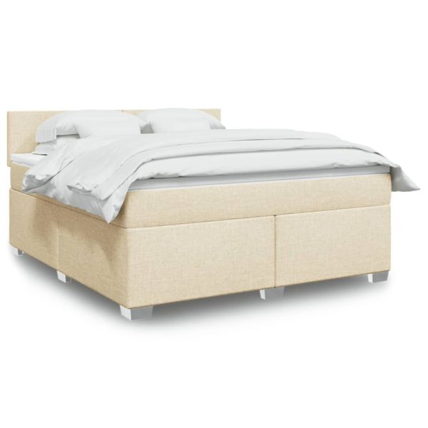 Pat continental cu saltea, crem, 180×200 cm, textil