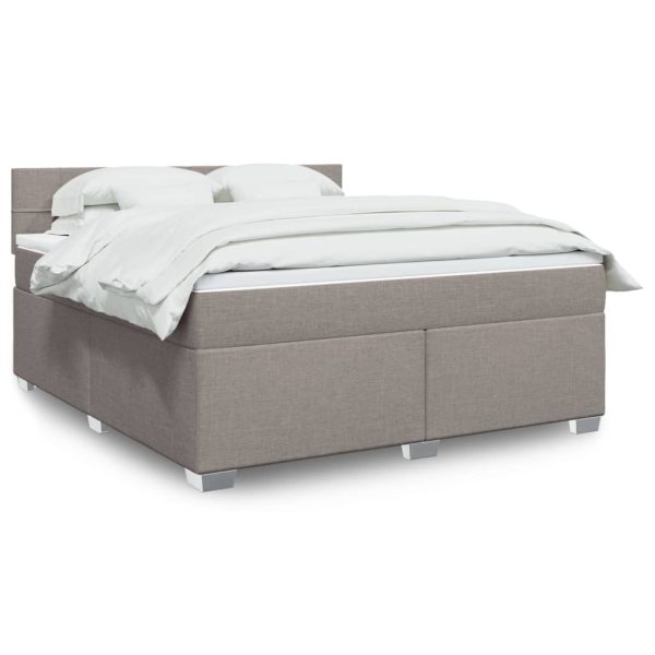 Pat continental cu saltea, gri taupe, 180×200 cm, textil