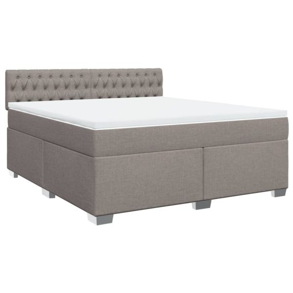 Pat continental cu saltea, gri taupe, 180×200 cm, textil