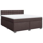 Pat continental cu saltea maro închis 180x200cm material textil