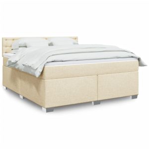 Pat continental cu saltea, crem, 180×200 cm, textil