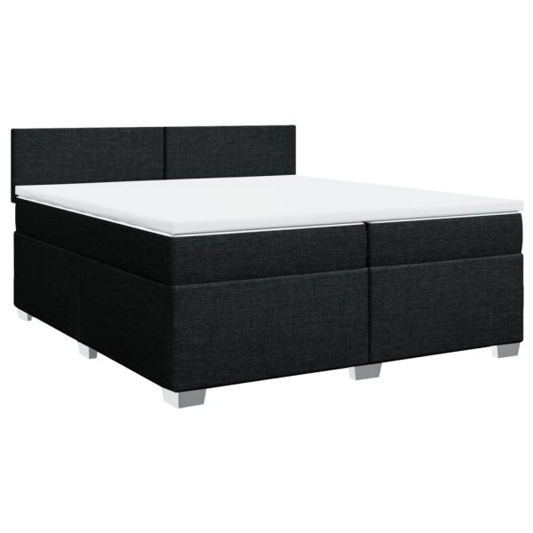Pat box spring cu saltea, negru, 200×200 cm, textil