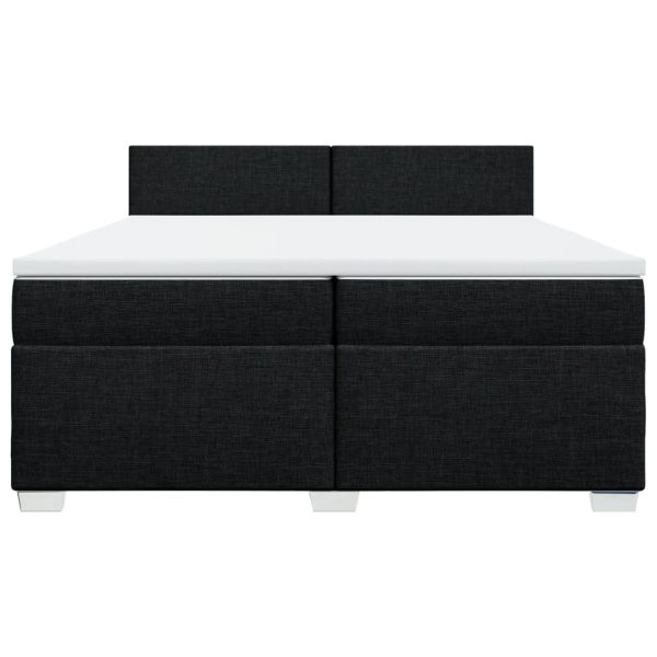 Pat box spring cu saltea, negru, 200×200 cm, textil
