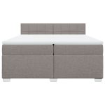 Pat box spring cu saltea, gri taupe, 200×200 cm, textil