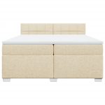Pat box spring cu saltea, crem, 200×200 cm, textil