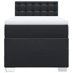 Pat continental cu saltea, negru, 80×200 cm, piele ecologică