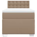 Pat box spring cu saltea, cappuccino, 100x200cm piele ecologică