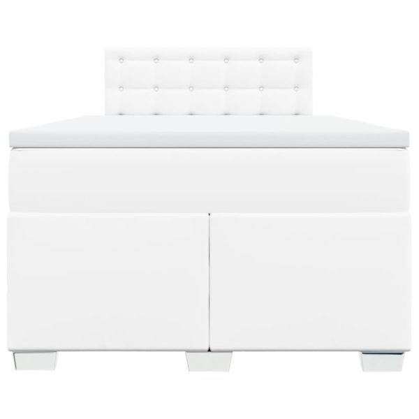 Pat box spring cu saltea, alb, 120×190 cm, piele ecologică