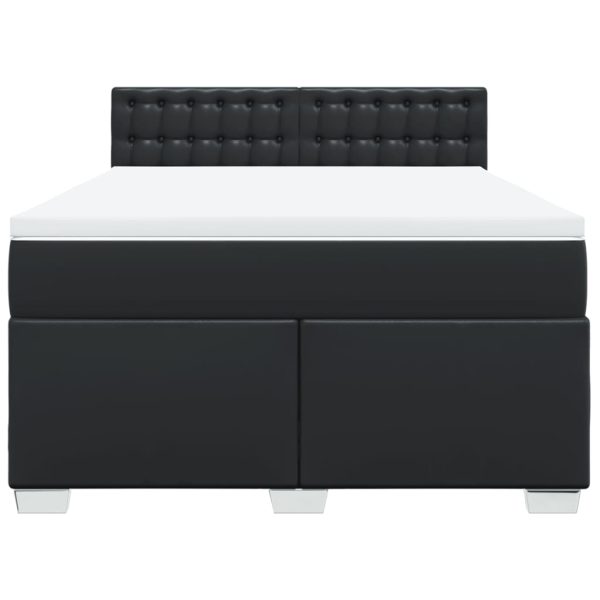 Pat box spring cu saltea, negru, 140×200 cm, piele ecologică