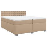 Pat continental cu saltea, cappuccino, 200×200 cm, piele eco