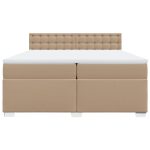 Pat continental cu saltea, cappuccino, 200×200 cm, piele eco