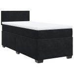 Pat box spring cu saltea, negru, 80×200 cm, catifea