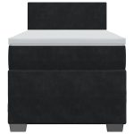 Pat box spring cu saltea, negru, 80×200 cm, catifea