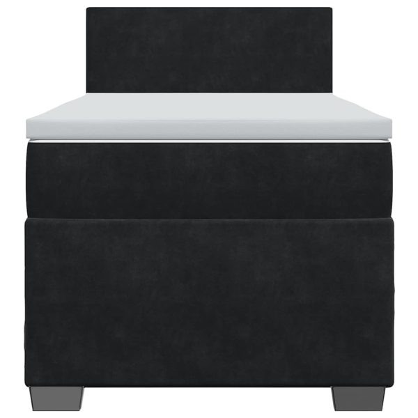 Pat box spring cu saltea, negru, 80×200 cm, catifea