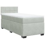 Pat box spring cu saltea, gri deschis, 100×200 cm, catifea