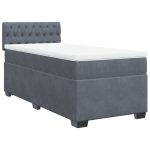 Pat box spring cu saltea, gri închis, 100×200 cm, catifea