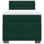 Pat box spring cu saltea, verde închis, 100×200 cm, catifea