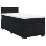 Pat box spring cu saltea, negru, 100×200 cm, catifea
