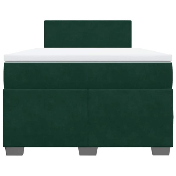 Pat box spring cu saltea, verde închis, 120×190 cm, catifea