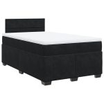 Pat box spring cu saltea, negru, 120×190 cm, catifea