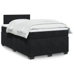Pat box spring cu saltea, negru, 120×190 cm, catifea