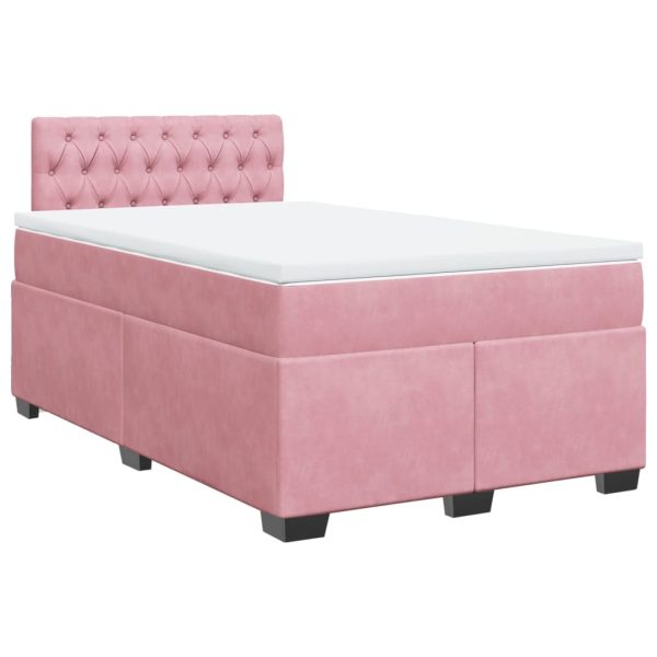 Pat box spring cu saltea, negru, 120×190 cm, catifea