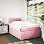 Pat box spring cu saltea, negru, 120×190 cm, catifea