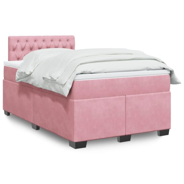 Pat box spring cu saltea, negru, 120×190 cm, catifea