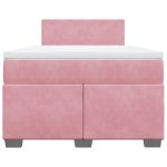Pat box spring cu saltea, roz, 120×200 cm, catifea