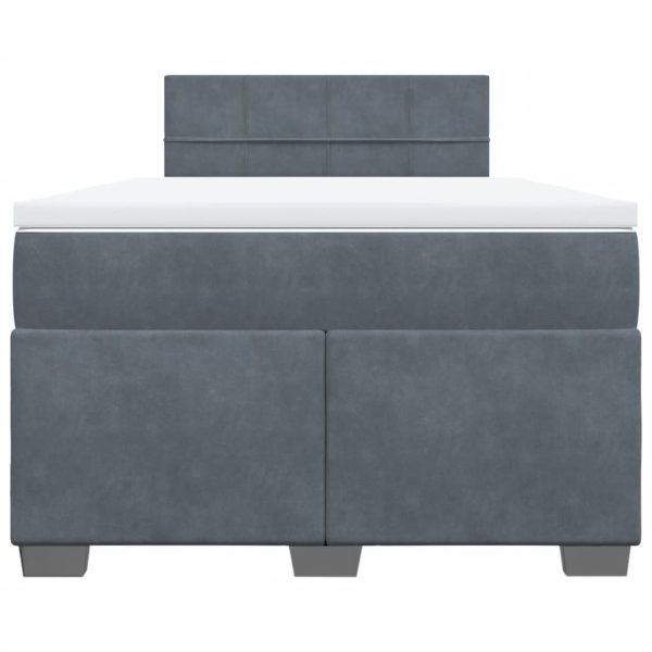 Pat box spring cu saltea, gri închis, 120×200 cm, catifea
