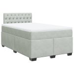 Pat continental cu saltea, gri deschis, 120×200 cm, catifea