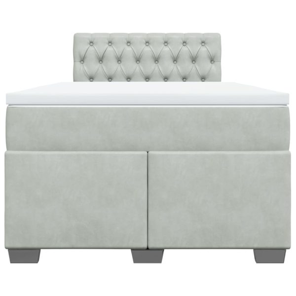 Pat continental cu saltea, gri deschis, 120×200 cm, catifea