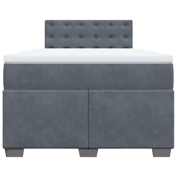 Pat box spring cu saltea, gri închis, 120×200 cm, catifea