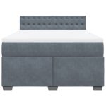 Pat box spring cu saltea, gri închis, 140×190 cm, catifea
