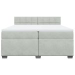 Pat box spring cu saltea, gri deschis, 200×200 cm, catifea