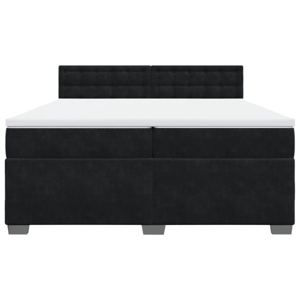 Pat box spring cu saltea, negru, 200×200 cm, catifea