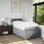 Pat continental cu saltea, gri deschis, 80×200 cm, textil