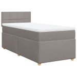 Pat box spring cu saltea, gri taupe, 80×200 cm, textil