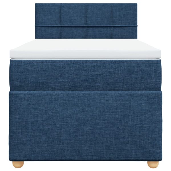 Pat box spring cu saltea, albastru, 80×200 cm, textil